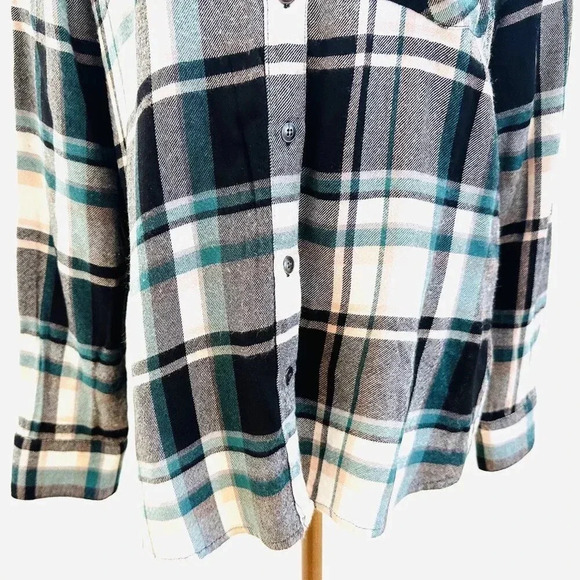 CASLON Women Long Sleeve Collared Button Down Plaid Shirt Top Size Petite Small - Picture 7 of 14